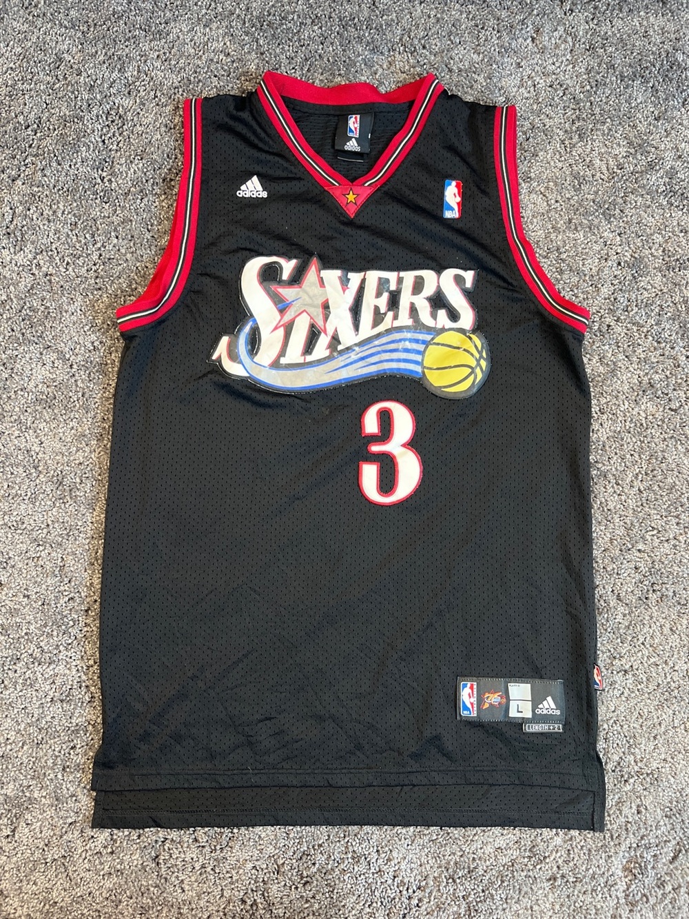 Adidas Allen Iverson Jersey Men’s Size Large +2 Length Philadelphia 76ers NBA